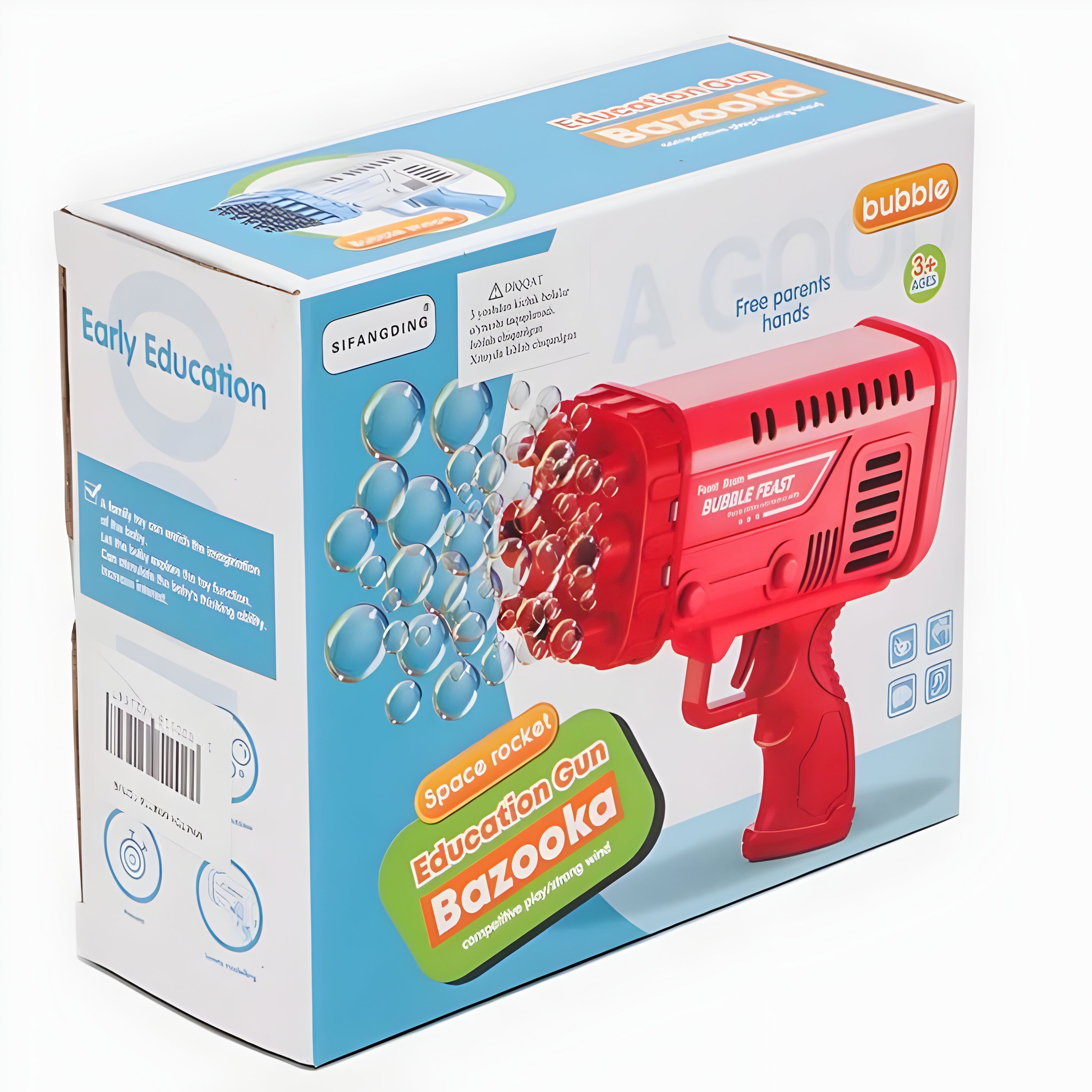 36-Hole Electric Bubble Machine – Bubble Gun Bazooka for Kids with Free Bubble Liquid