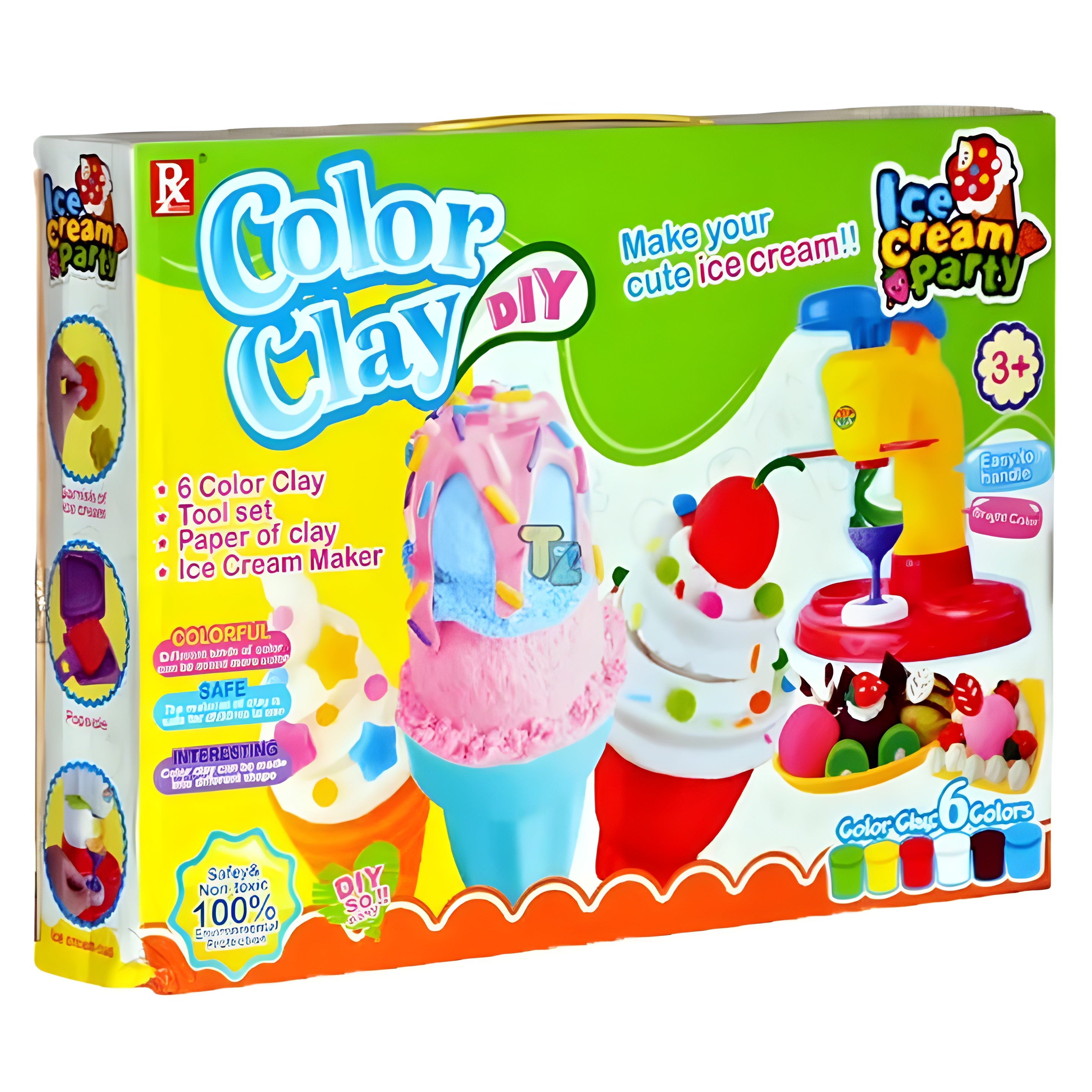 Clay Color Ice Cream Party Set for Kids – DIY Ice Cream Maker Toy with Tools & 6 Color Clay