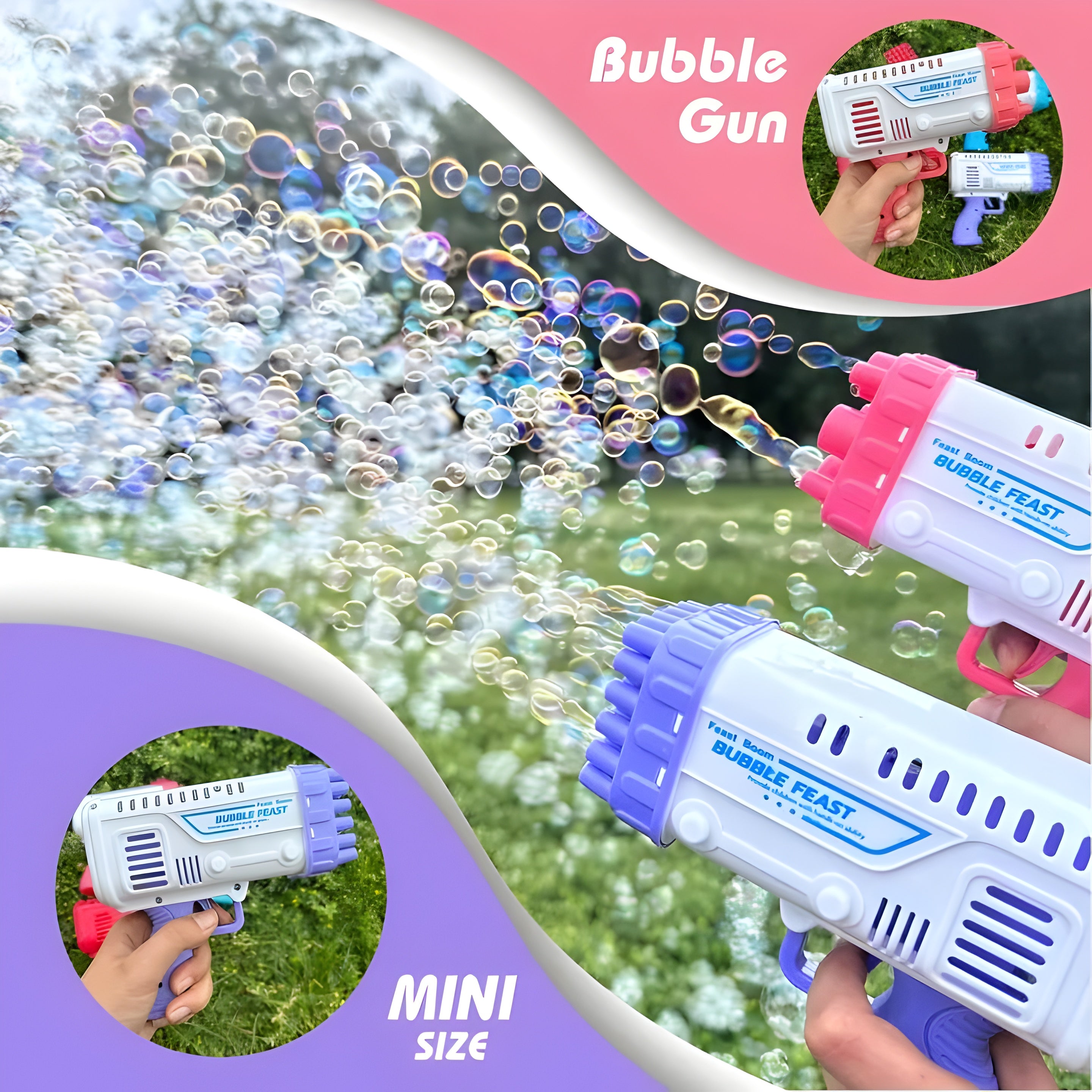 36-Hole Electric Bubble Machine – Bubble Gun Bazooka for Kids with Free Bubble Liquid